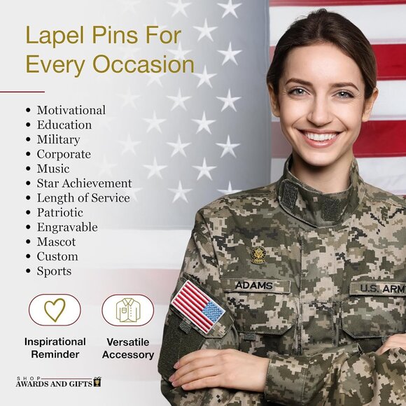 Veteran Lapel Pin Brass Gold Plated Service Retirement 1-1/8 inch - Picture 3 of 6